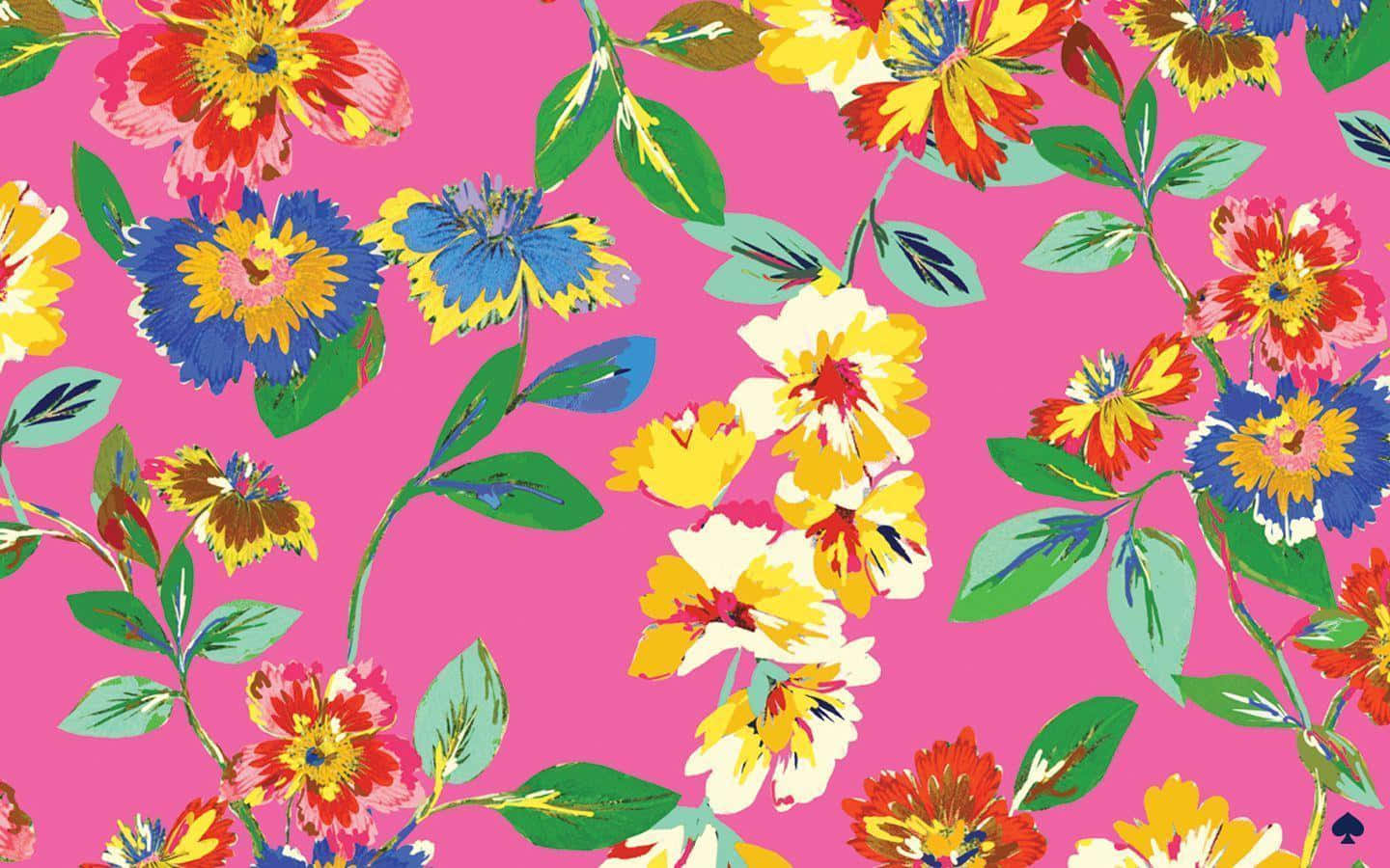 Kate Spade, vintage flowers, vivid pink background, HD Desktop Wallpaper