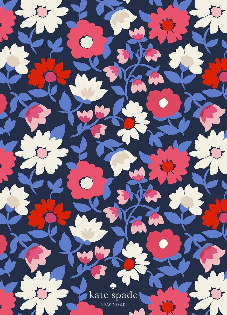 Kate Spade, flower vector art, pink red, SD Phone Wallpaper