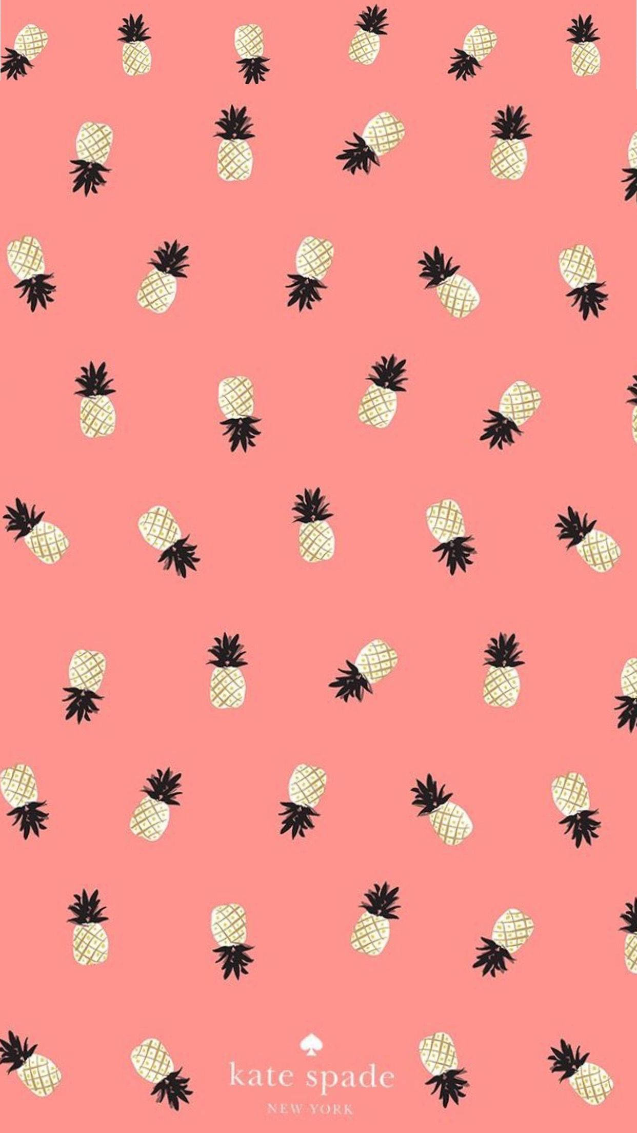 Kate Spade, Pineapple Poster, pink background, Full HD Phone Wallpaper