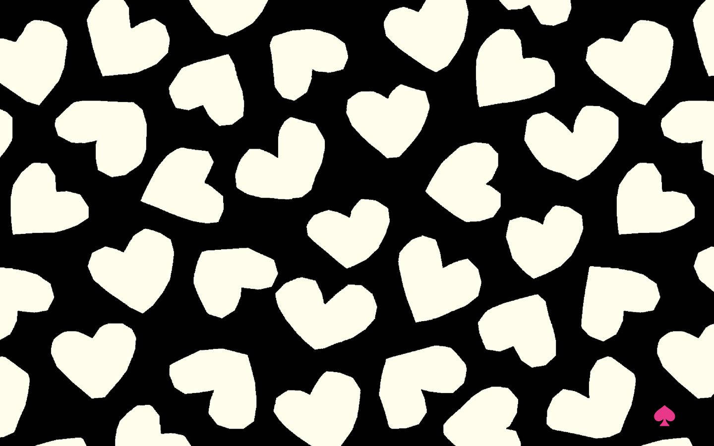 Kate Spade, white hearts, black background, HD Desktop Wallpaper