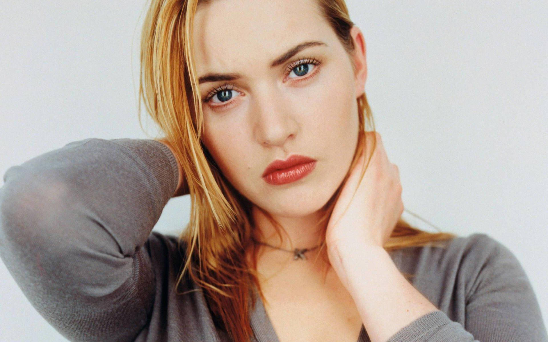 Kate Winslet, blonde hair, blue eyes, Full HD Desktop Wallpaper