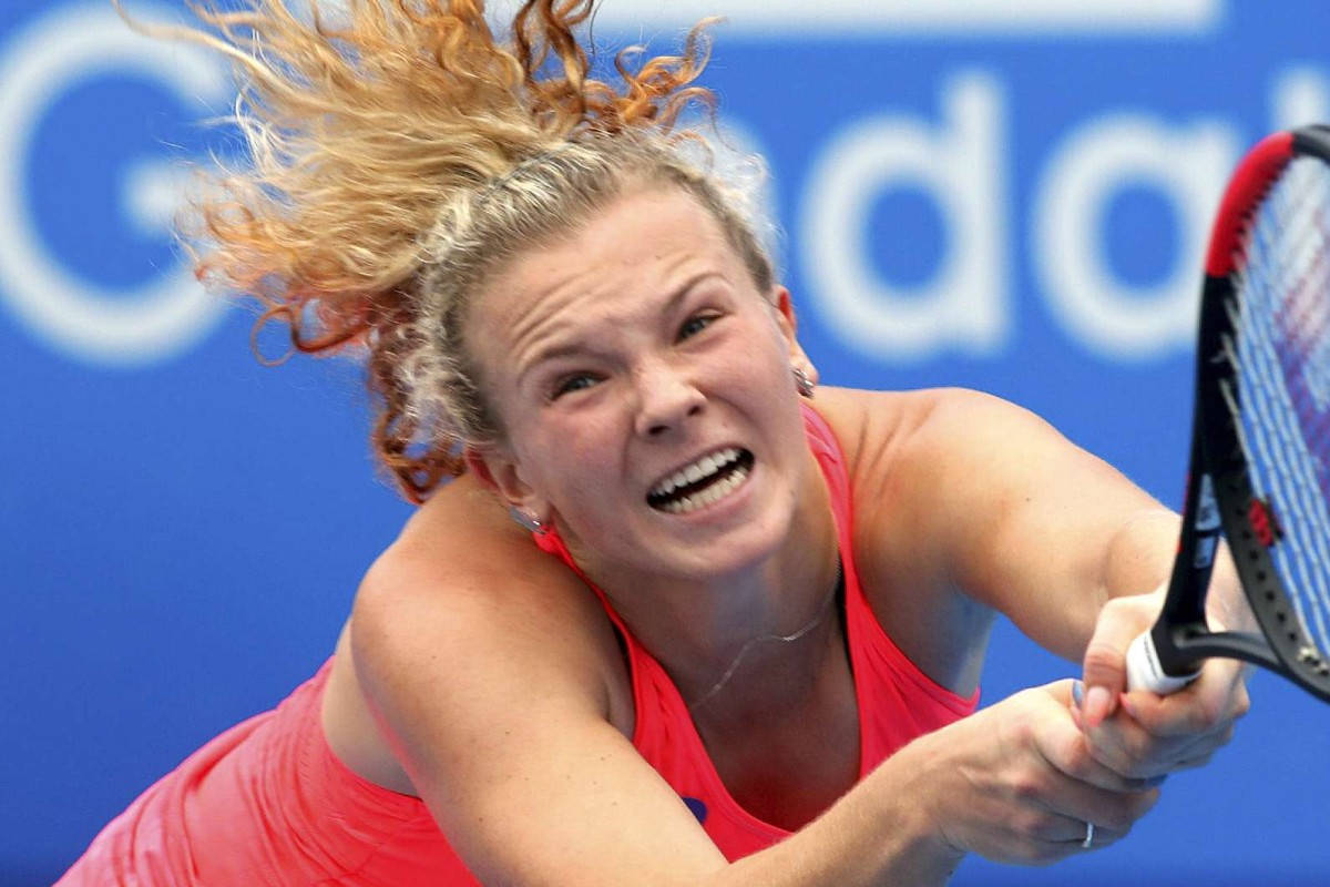 Katerina Siniakova, female tennis player, flying blonde hair, SD Desktop Wallpaper