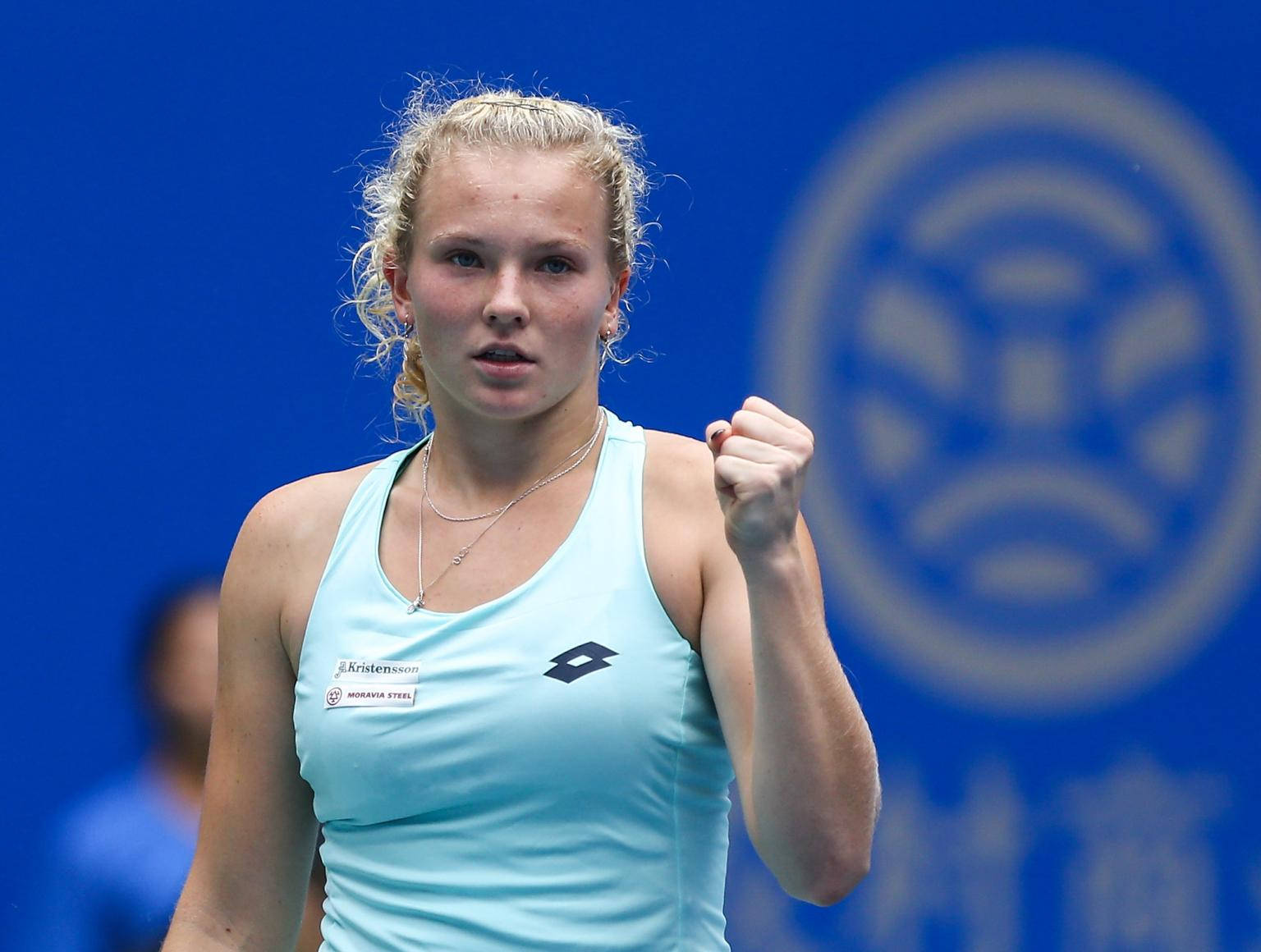 Katerina Siniakova, fist pump, blonde tennis player, HD Desktop Wallpaper