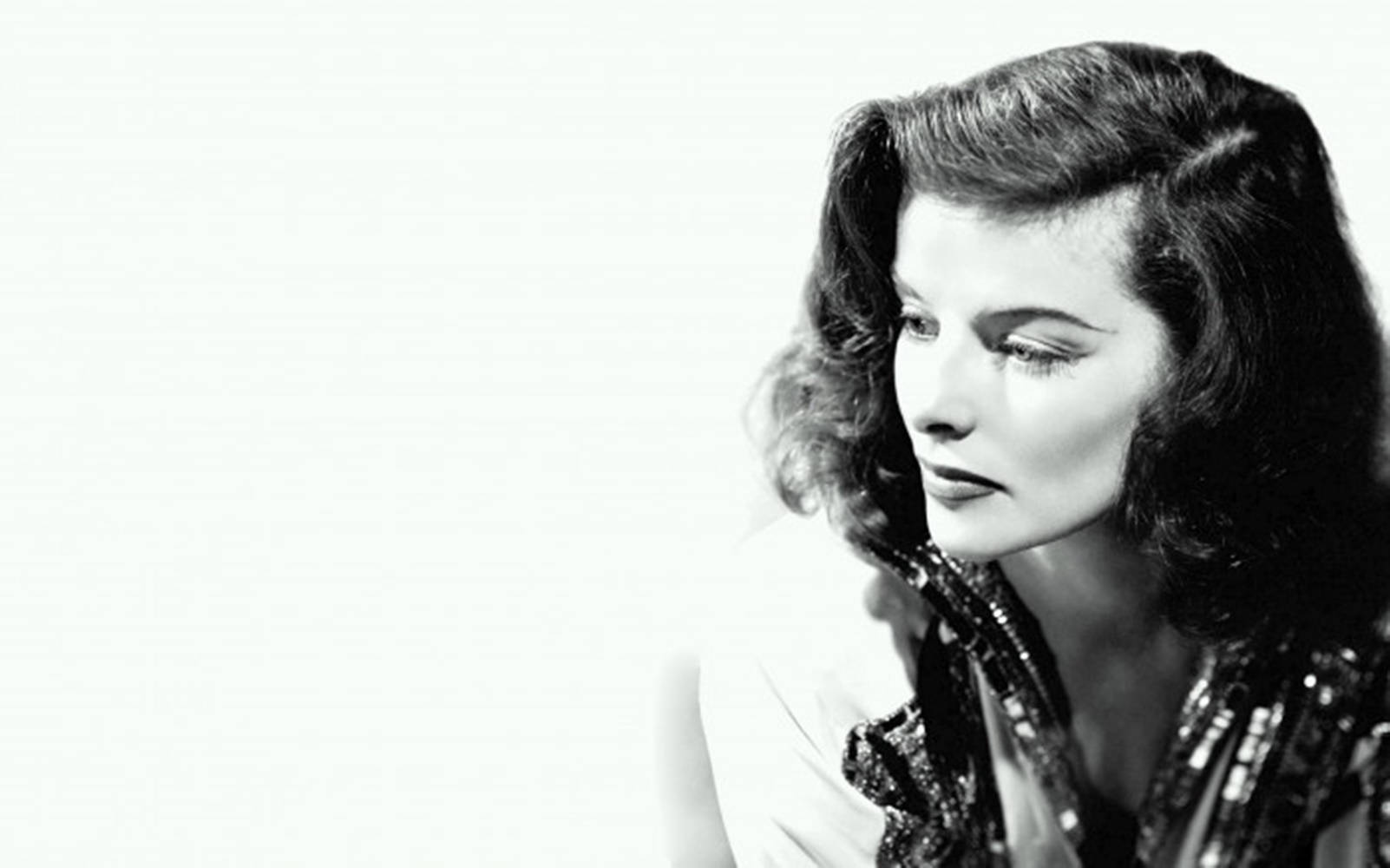 Katharine Hepburn, monochrome photo, black and white portrait, HD Desktop Wallpaper