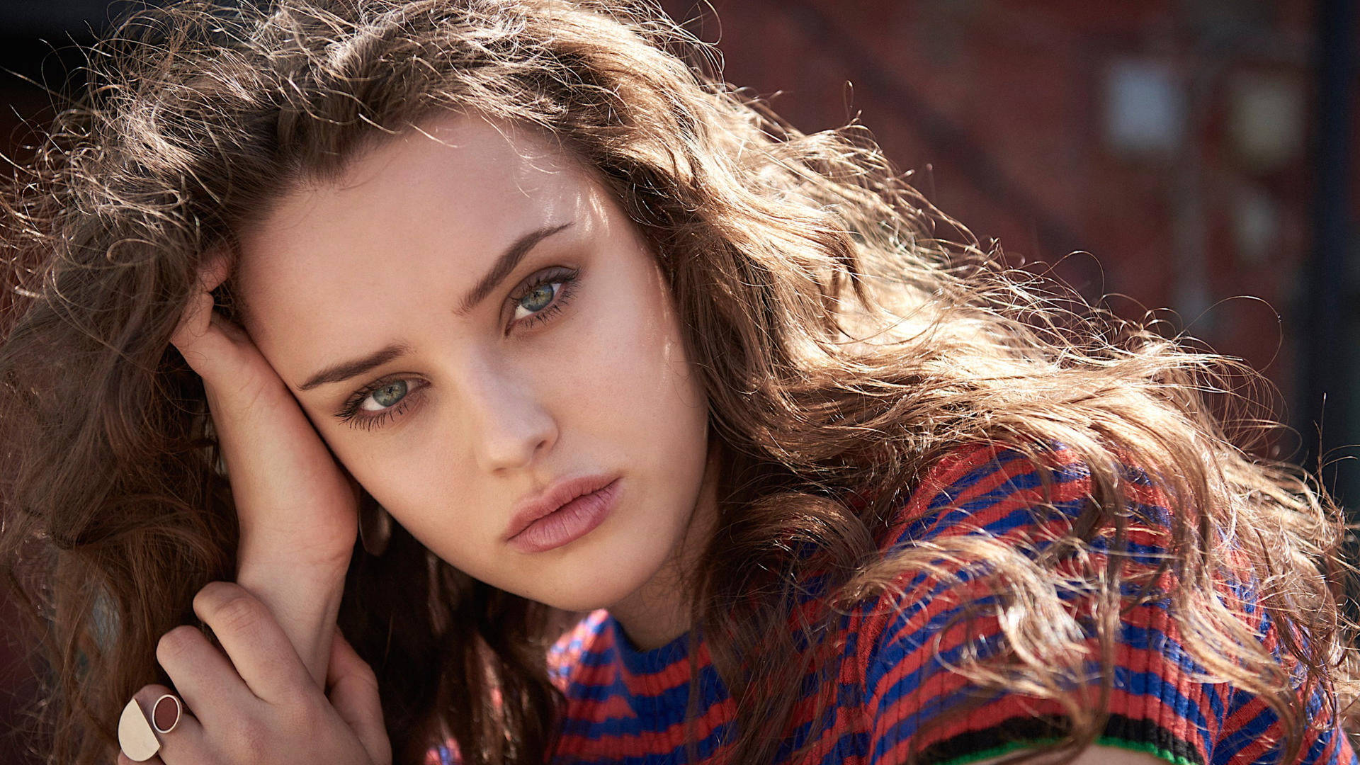 Katherine Langford, Australian actress, tousled brown hair, Full HD Desktop Wallpaper