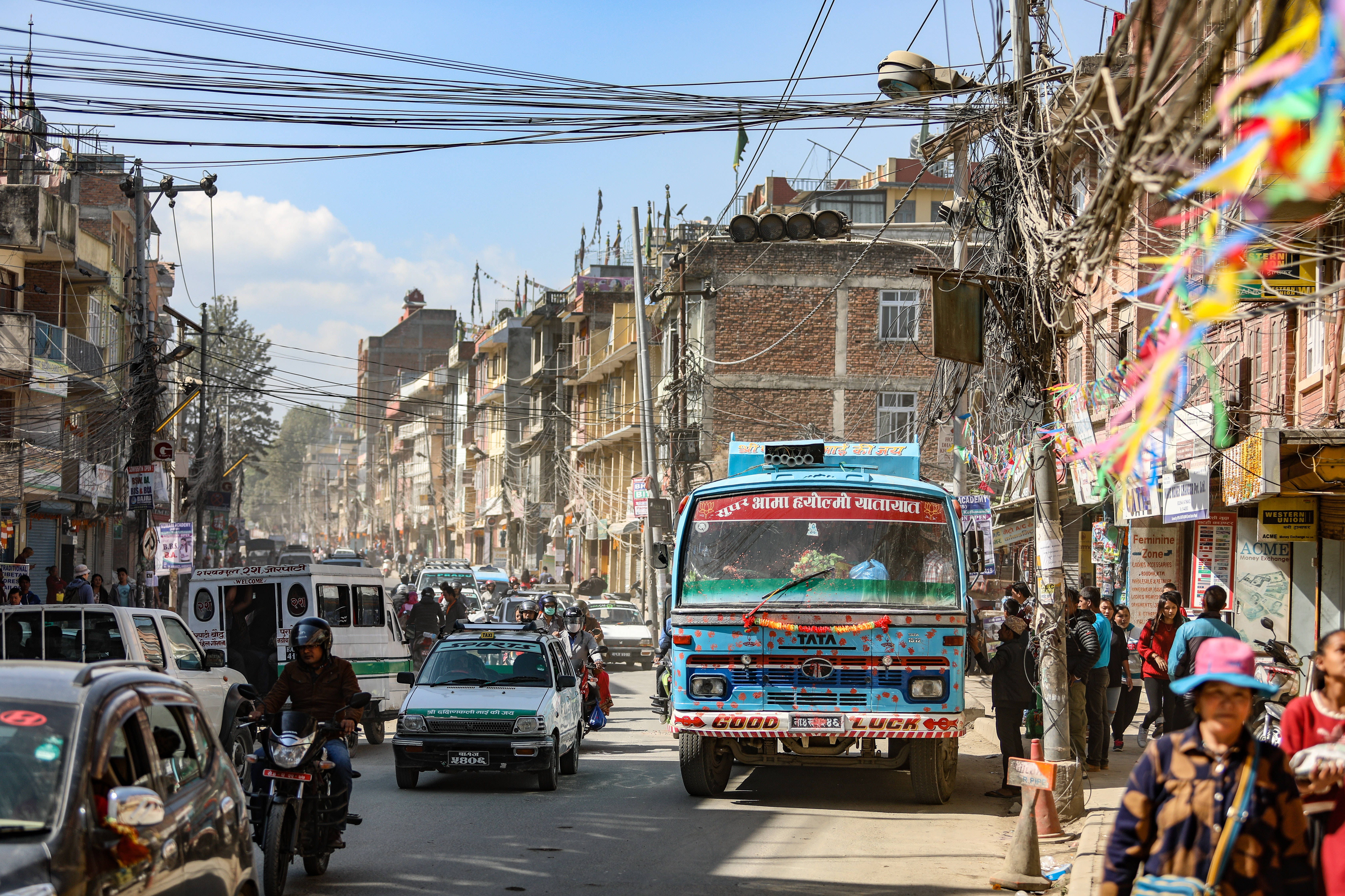 Kathmandu, busy city road, narrow street, 5K Desktop Wallpaper