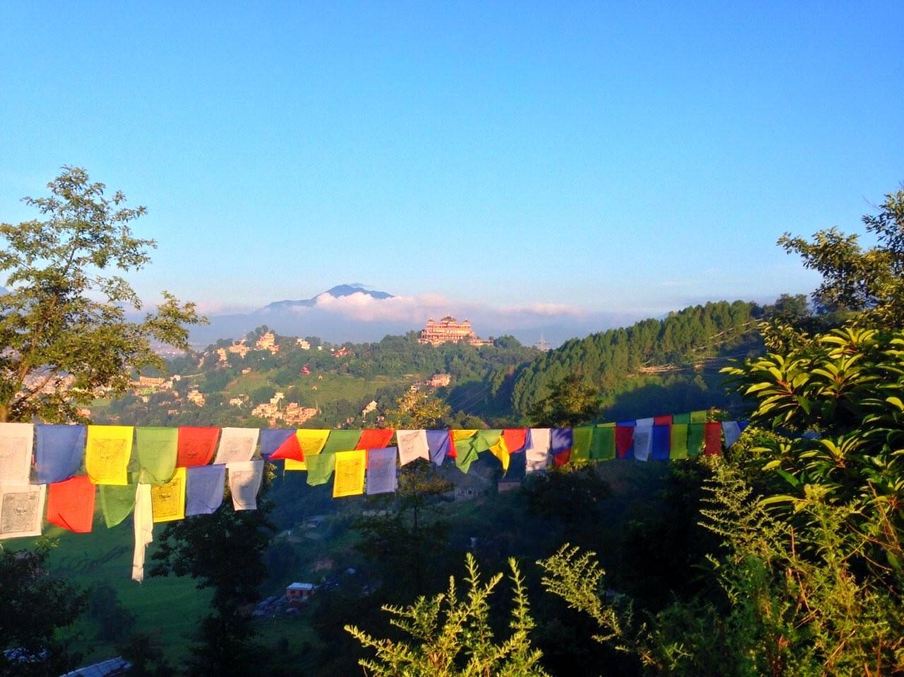 Kathmandu, prayer flags, lush green valley, HD Desktop Wallpaper
