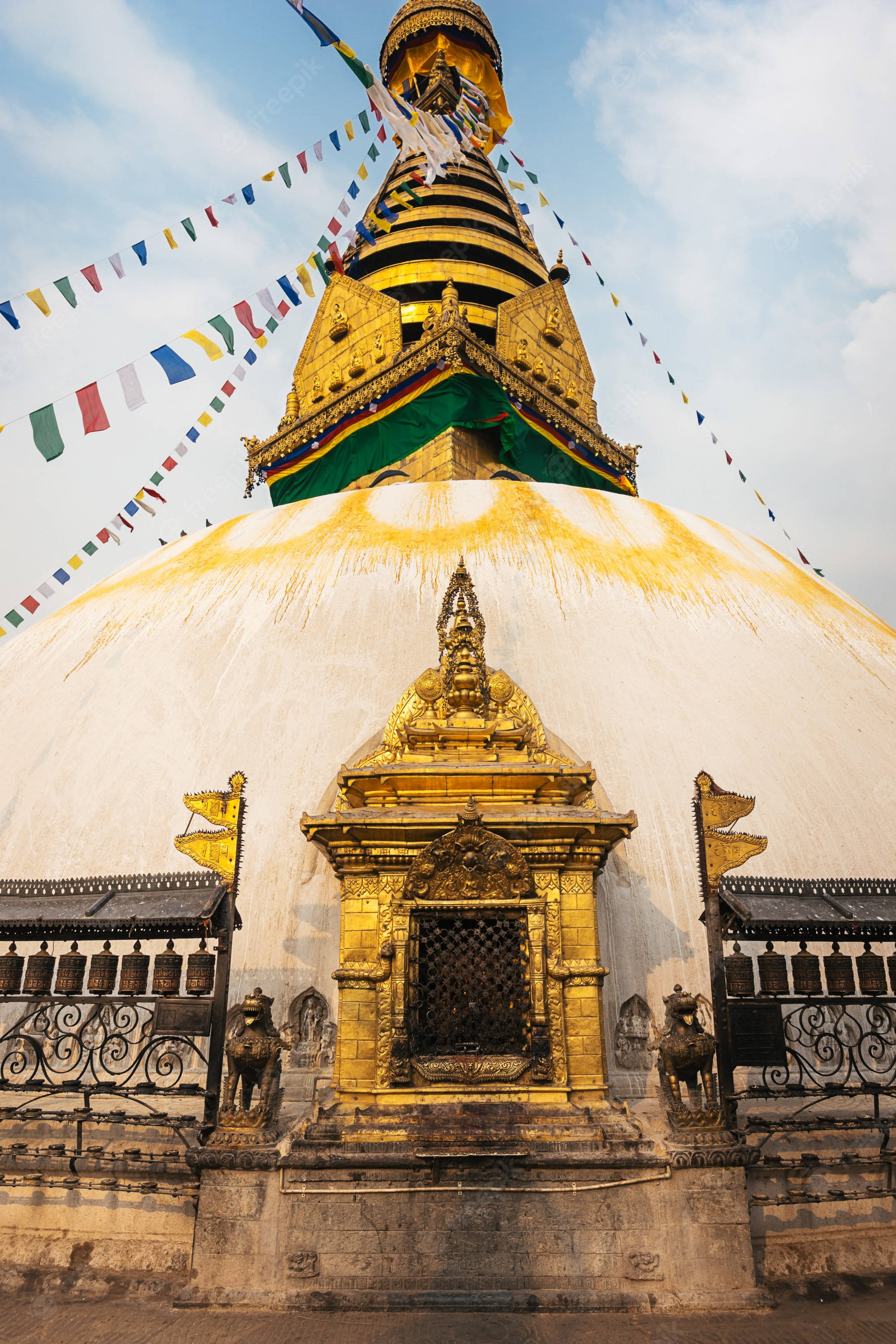 Kathmandu, golden stupa, white dome, 2K Phone Wallpaper