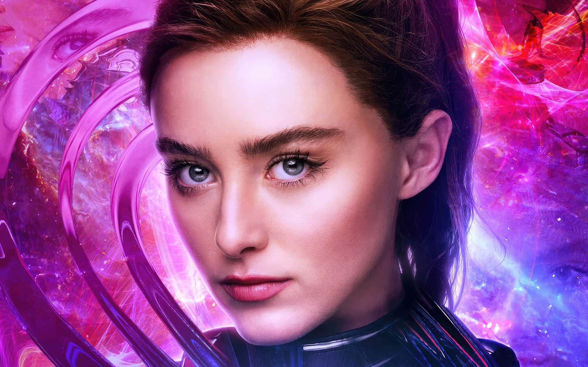 Kathryn Newton, sci fi portrait, intense blue eyes, Full HD Desktop Wallpaper