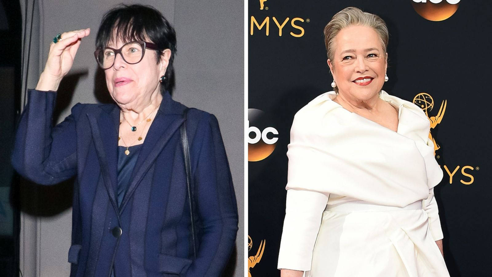 Kathy Bates, navy blazer, white gown, HD Desktop Wallpaper