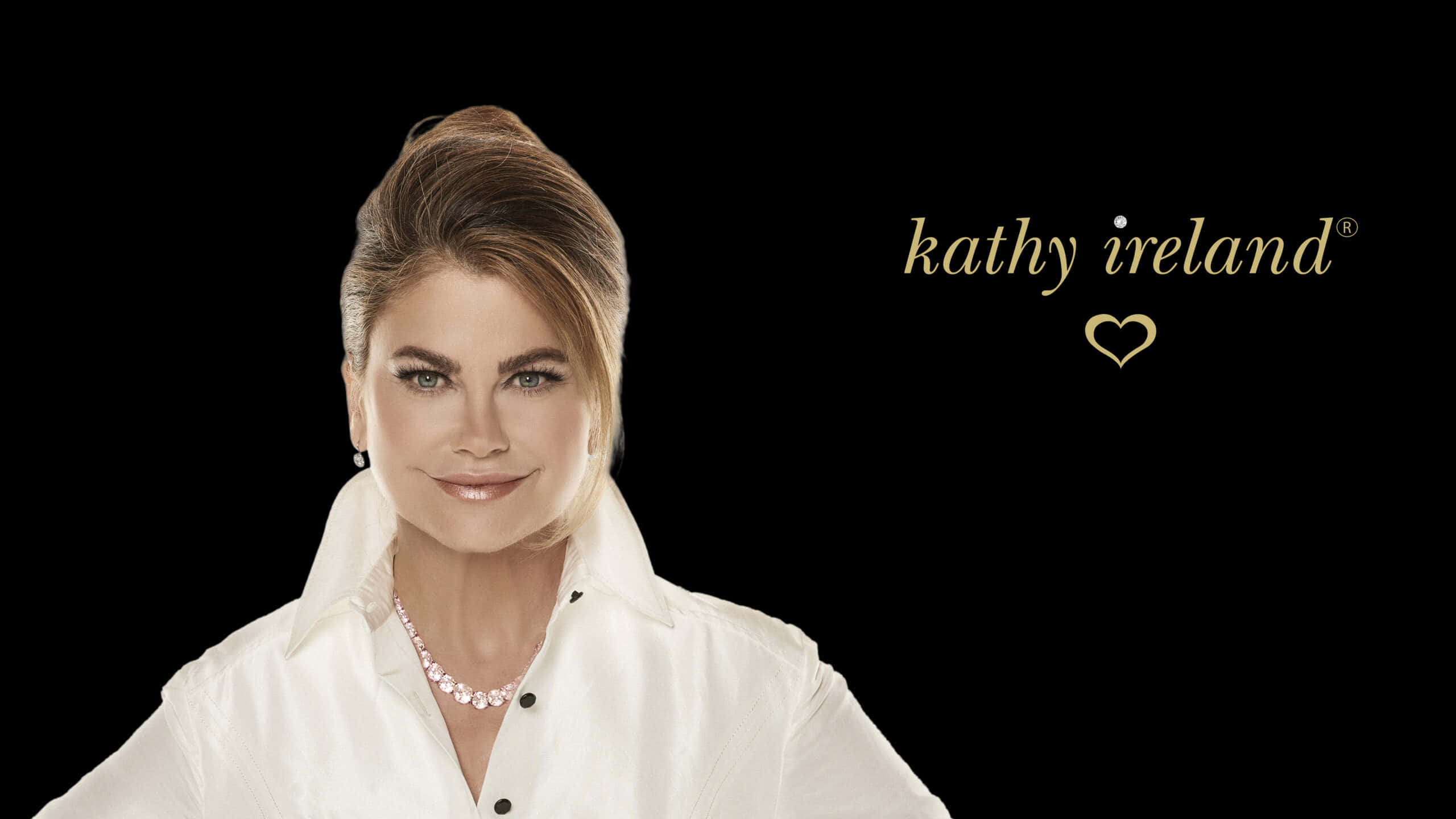 Kathy Ireland, black outfit, crisp white shirt, 2K Desktop Wallpaper