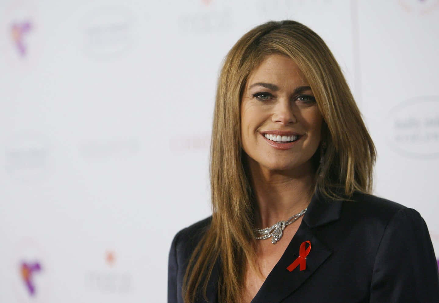 Kathy Ireland, black blazer, red ribbon, HD Desktop Wallpaper