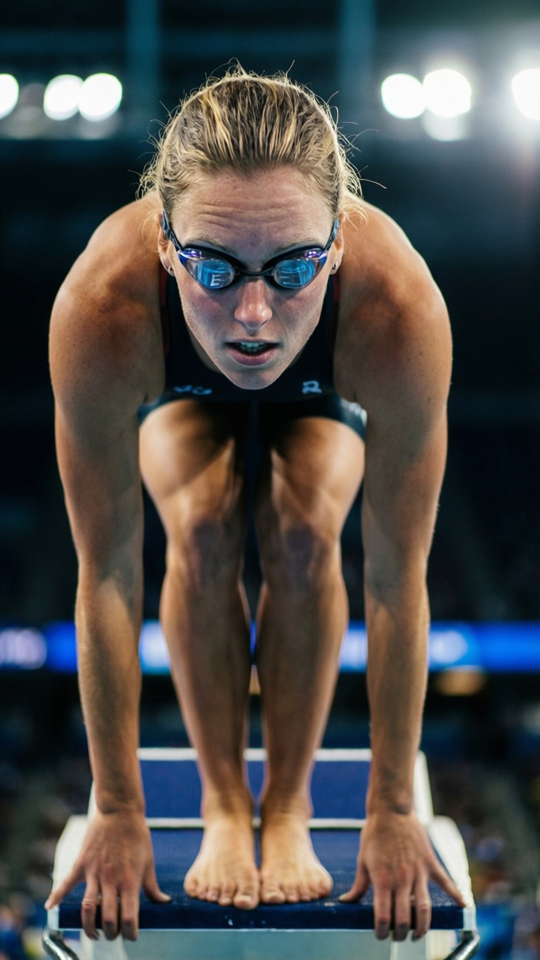 Katie Ledecky, blocks, race, Full HD Phone Wallpaper