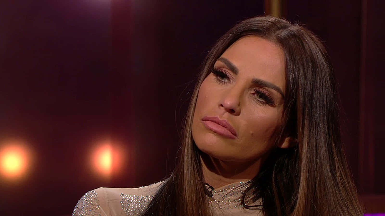 Katie Price, elegant white attire, long dark hair, HD Desktop Wallpaper