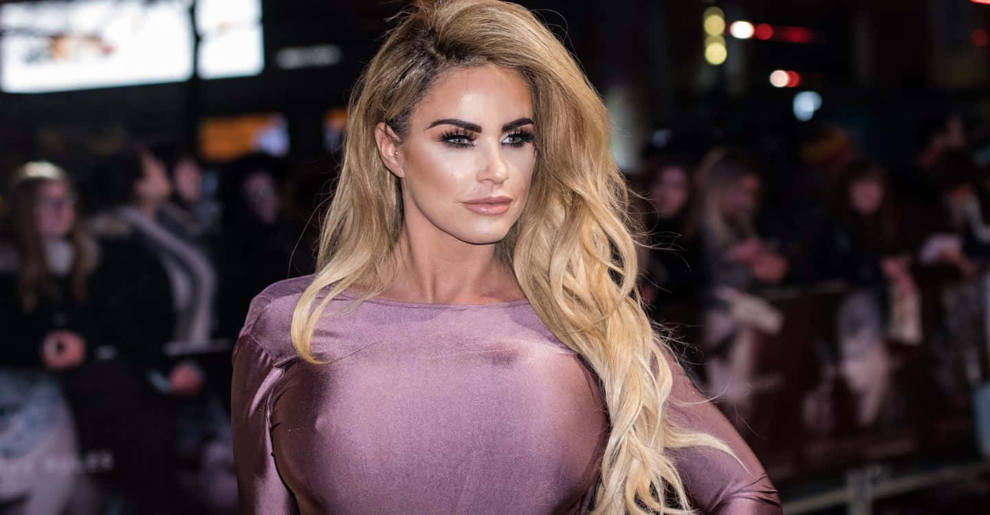 Katie Price, shimmering purple dress, red carpet, HD Desktop Wallpaper