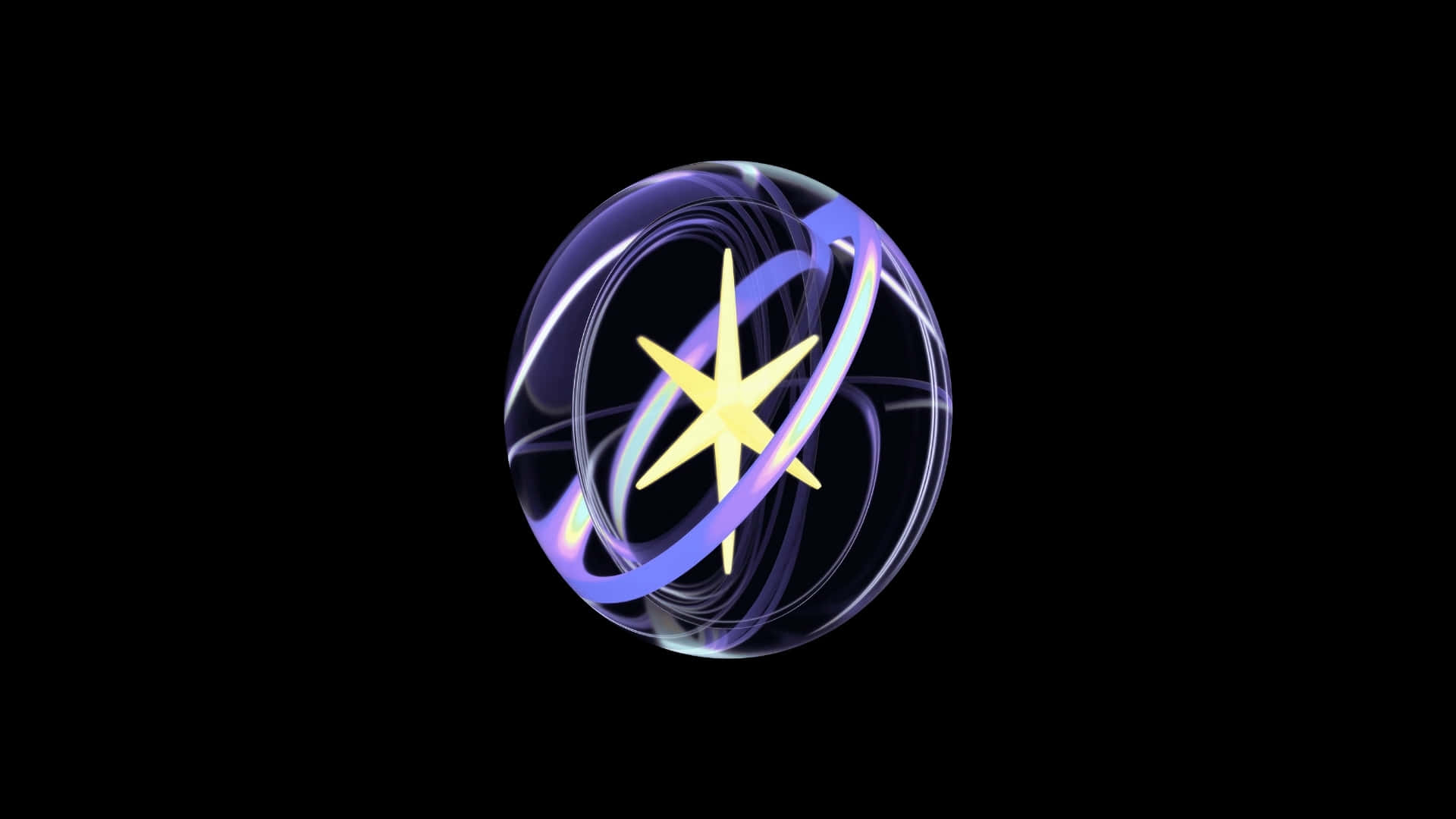 Katseye Logo, glowing yellow starburst, translucent purple sphere, Full HD Desktop Wallpaper