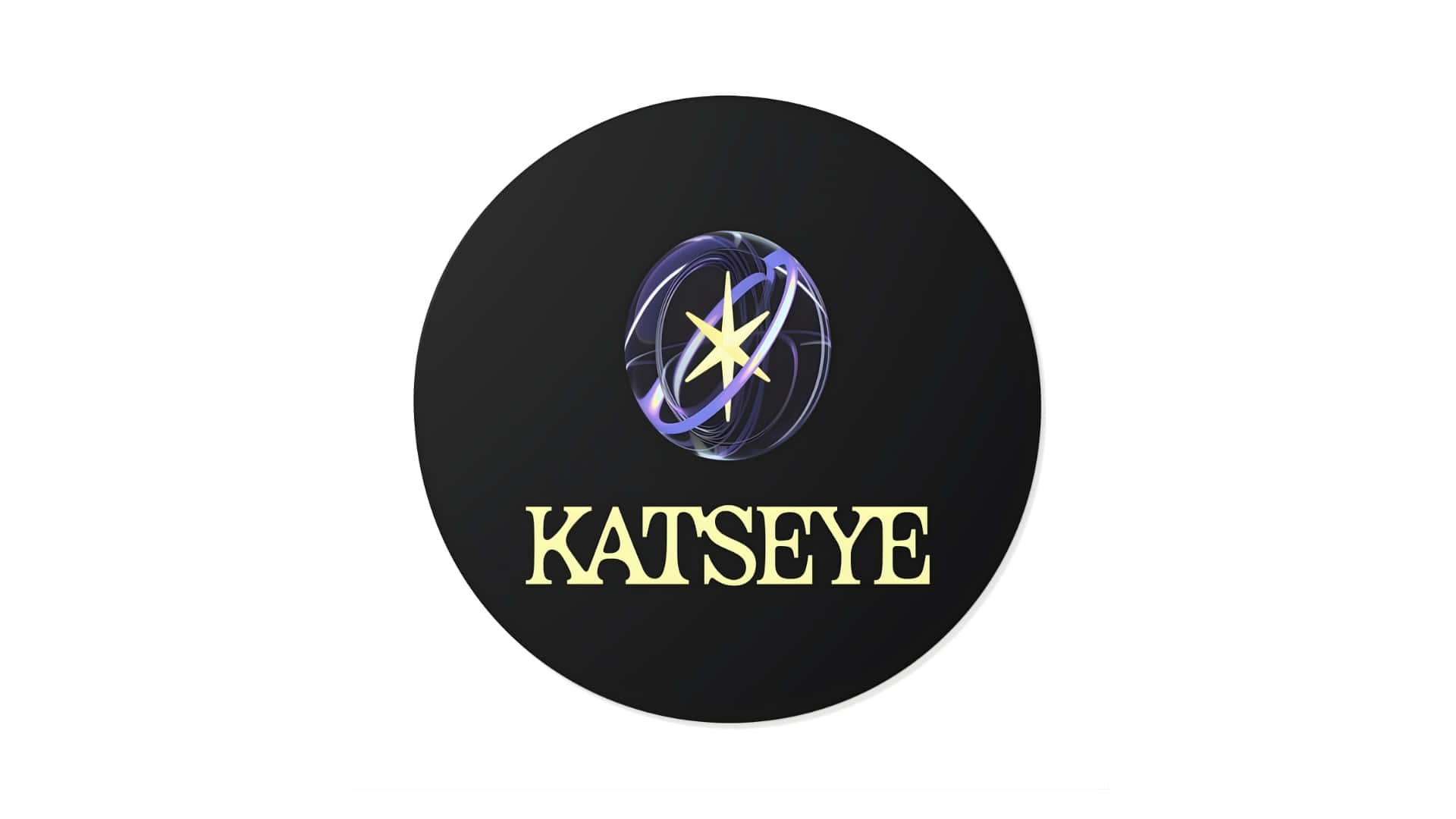Katseye, black circular logo, glowing purple orb, Full HD Desktop Wallpaper