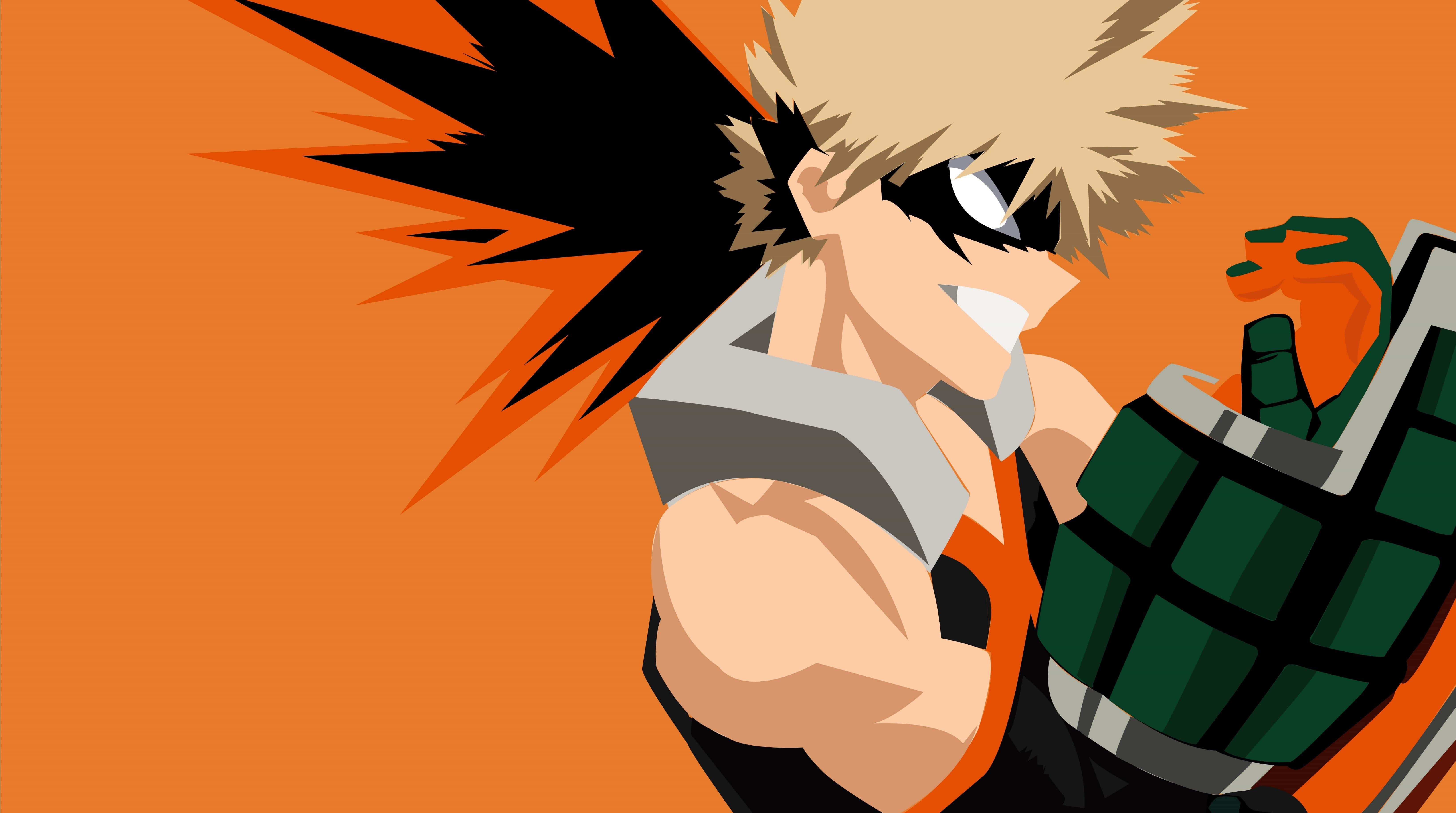 Katsuki Bakugo, spiky blonde hair, black eye mask, 5K Desktop Wallpaper