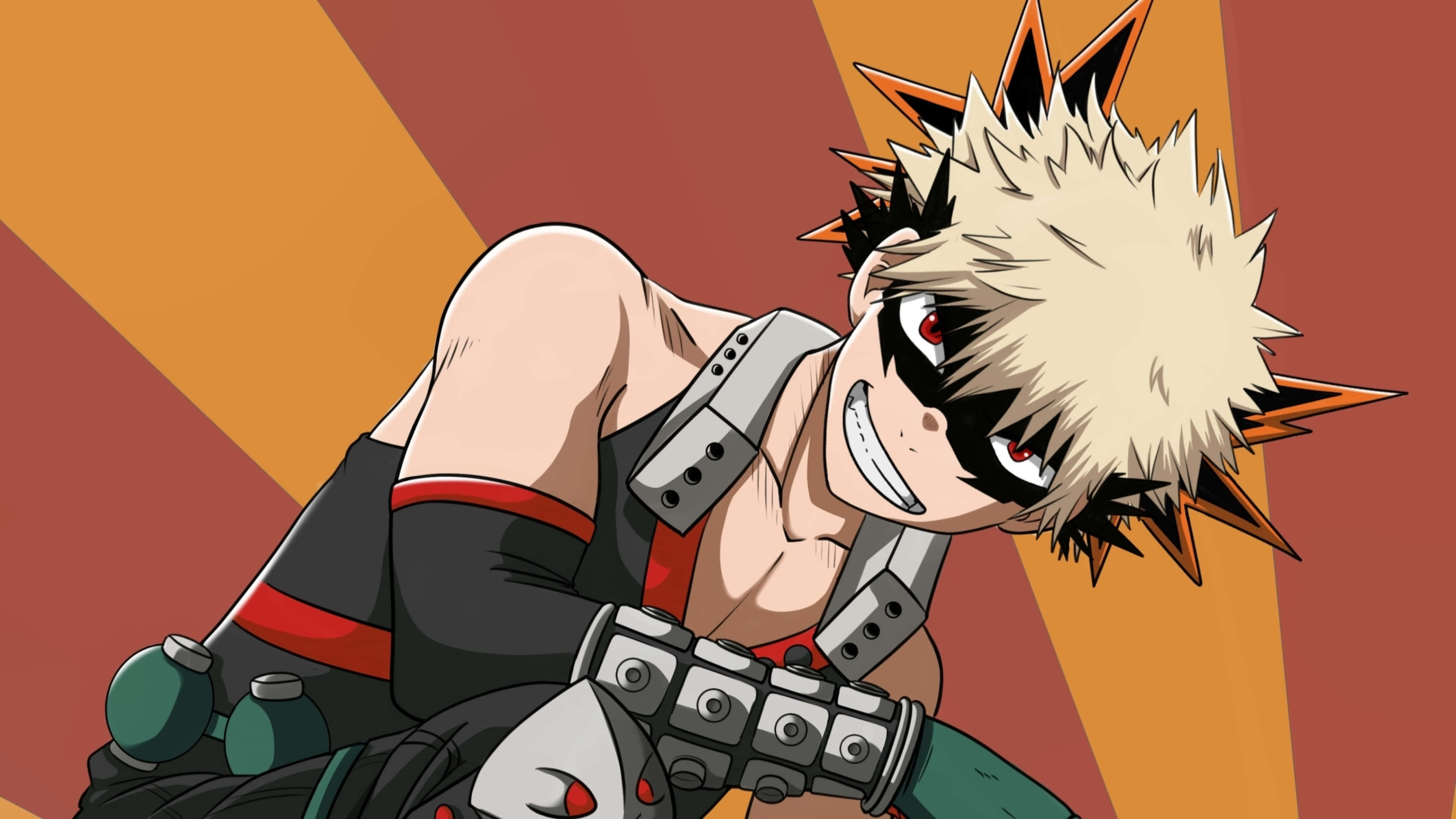 Katsuki Bakugo, spiky blonde hair, red eyes, 4K Desktop Wallpaper