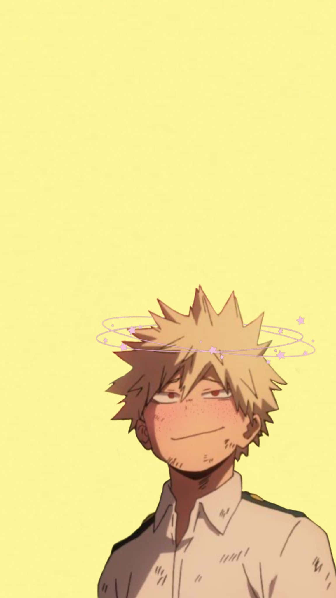 Katsuki Bakugo, spiky blonde hair, gentle smile, Full HD Phone Wallpaper