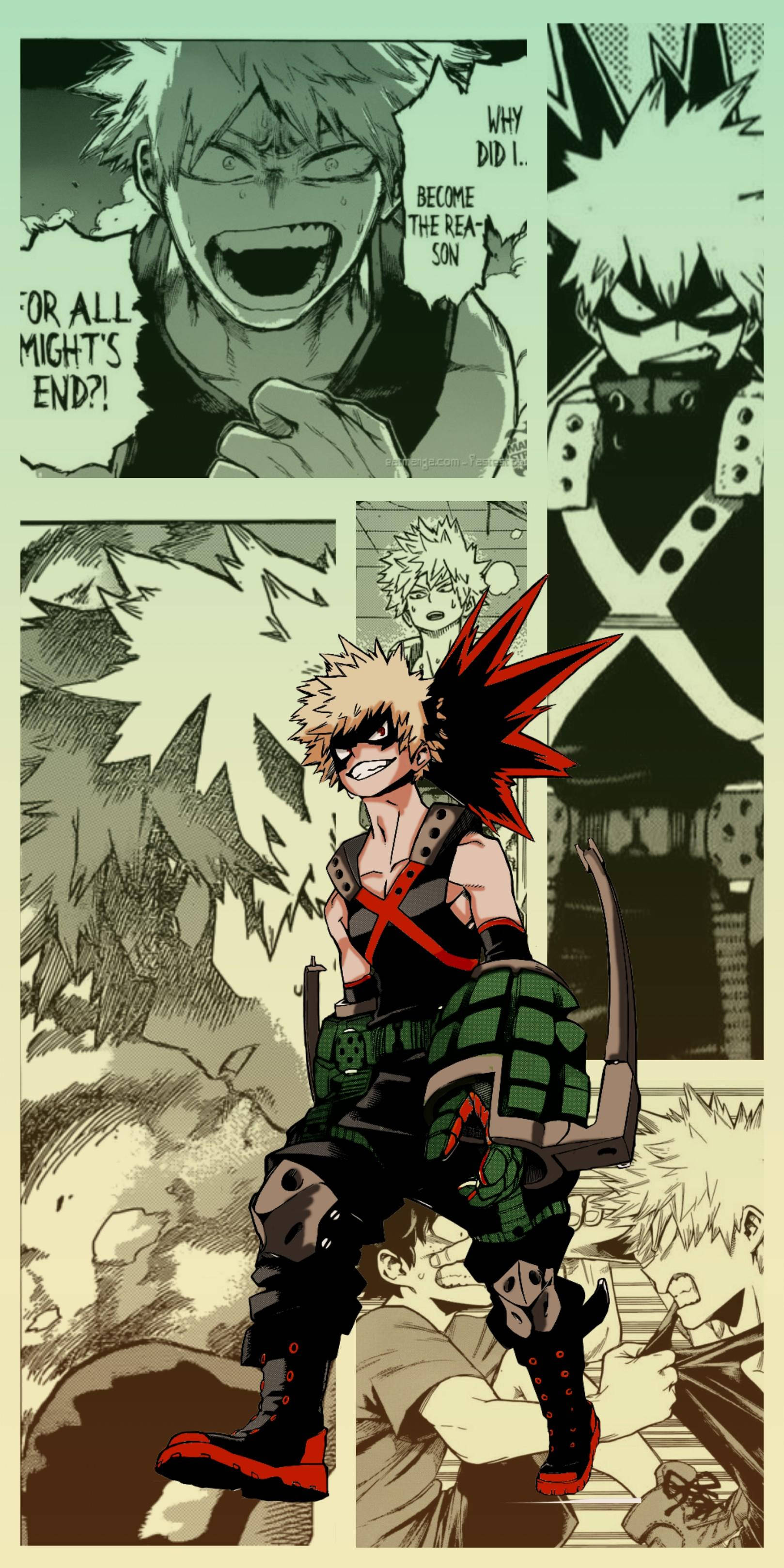 Bakugo Katsuki, manga panel, explosive energy, 2K Phone Wallpaper