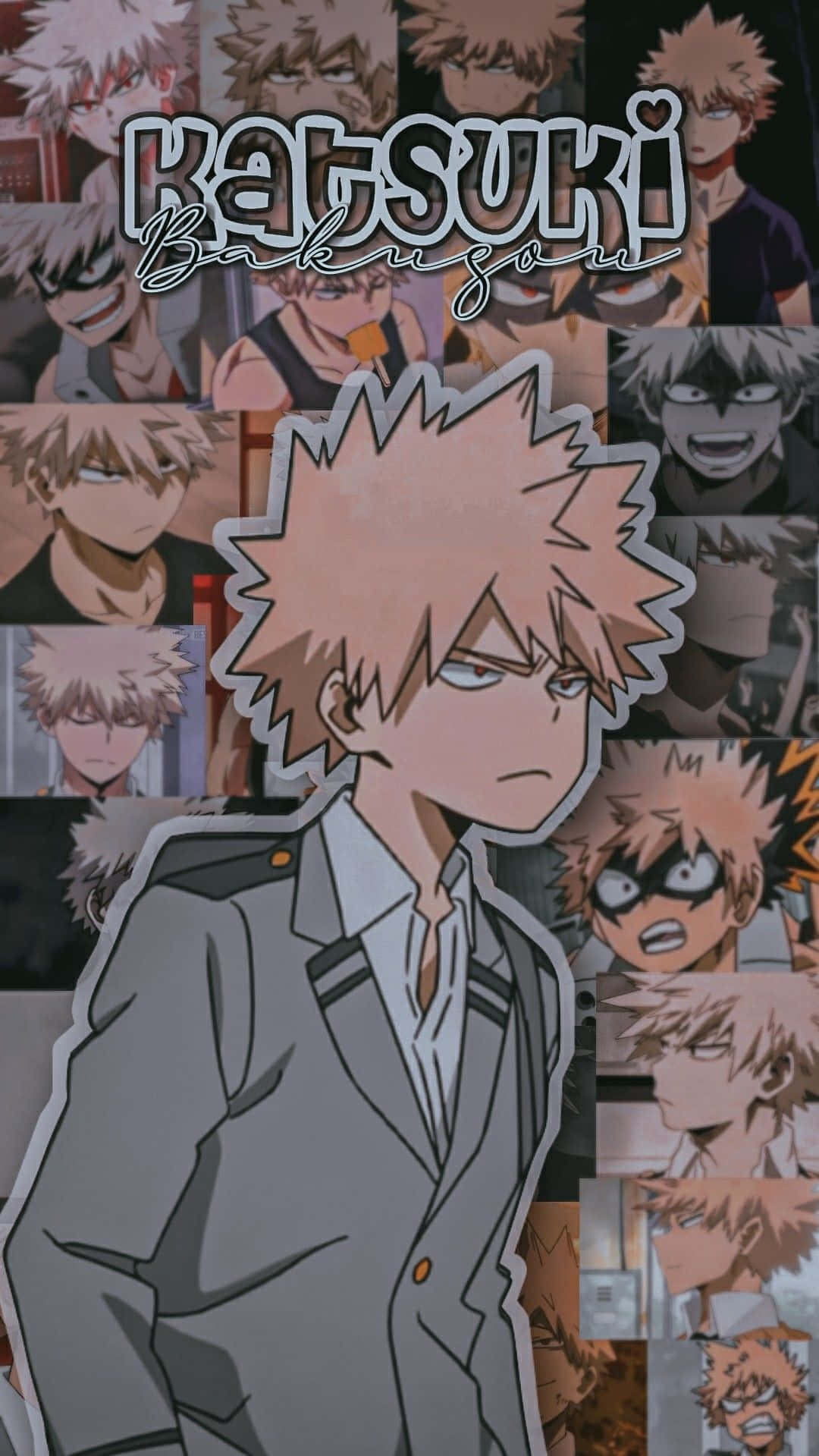 Katsuki Bakugo, anime collage, vibrant background, HD Phone Wallpaper