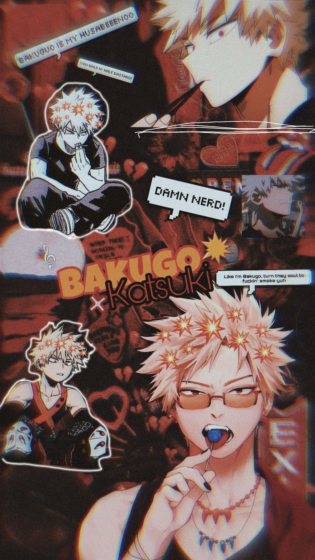 Bakugo Katsuki, fiery hair, sunglasses, Full HD Phone Wallpaper