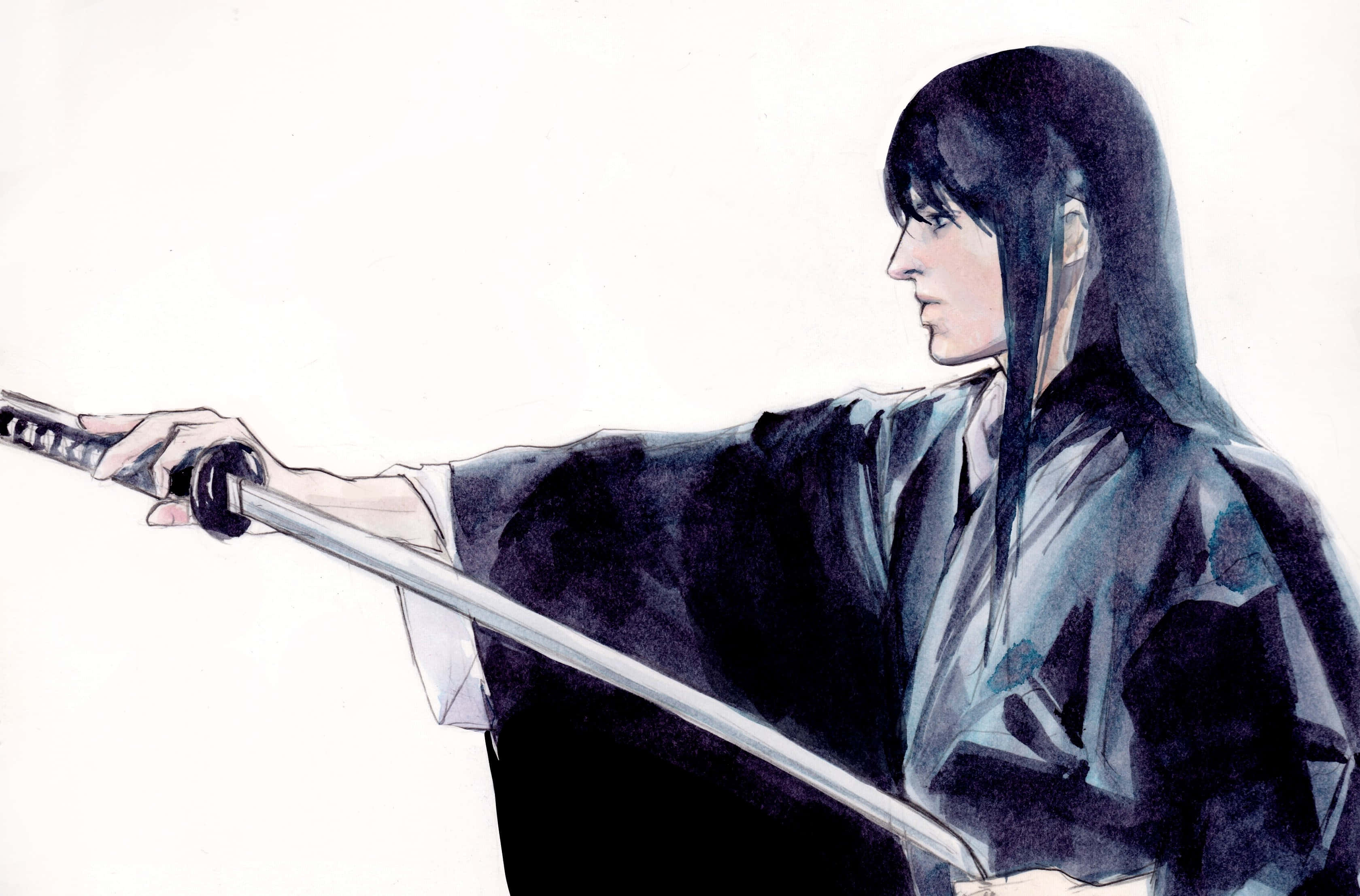 Katsura Kotaro, samurai, dark robes, 2K Desktop Wallpaper