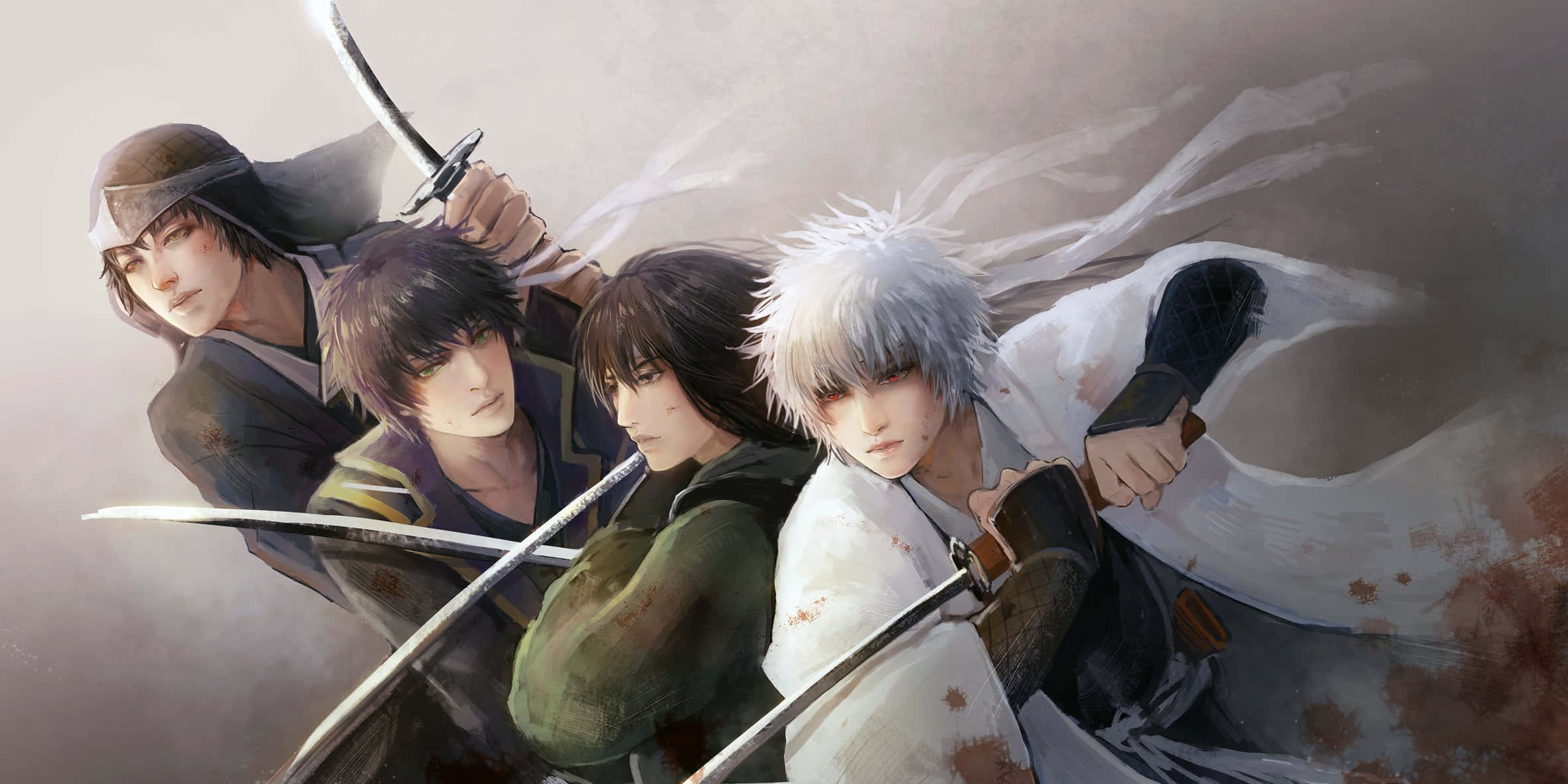 Katsura Kotaro, anime warriors, swords drawn, Full HD Desktop Wallpaper