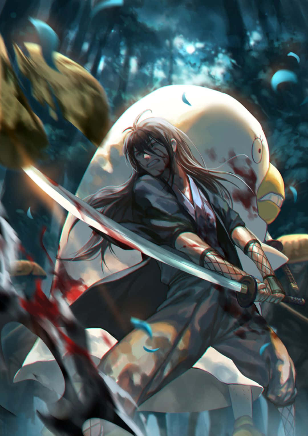 Katsura Kotaro, samurai battle, glowing sword, HD Phone Wallpaper