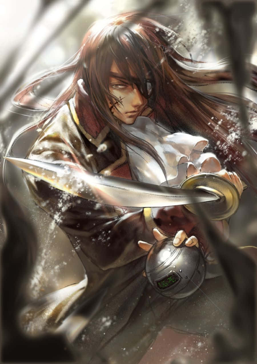 Katsura Kotaro, anime warrior, long brown hair, SD Phone Wallpaper