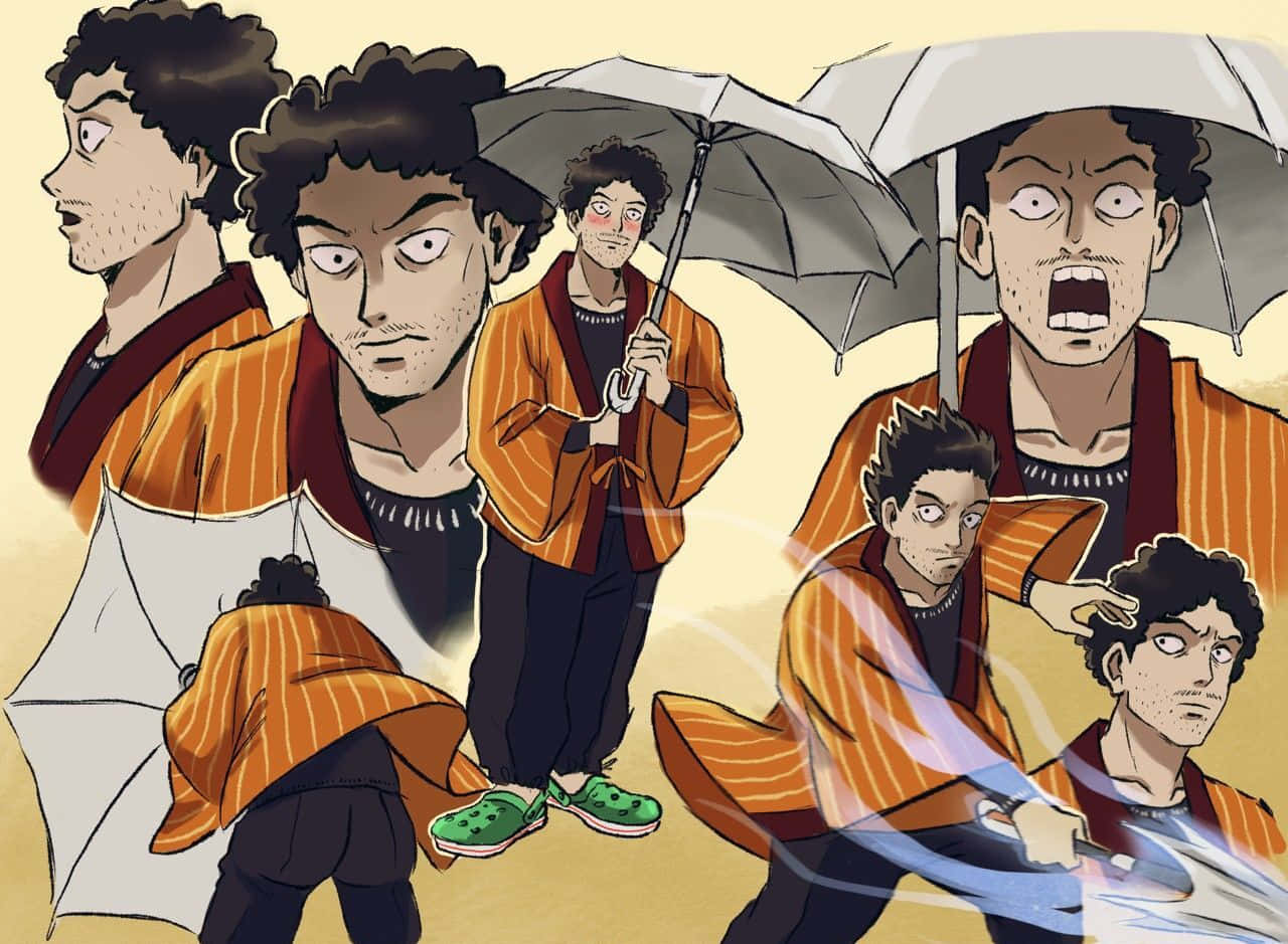 Katsuya Serizawa, orange striped jacket, green crocs, HD Desktop Wallpaper
