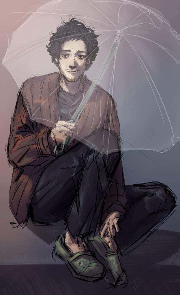 Katsuya Serizawa, dark curly hair, transparent umbrella, SD Phone Wallpaper