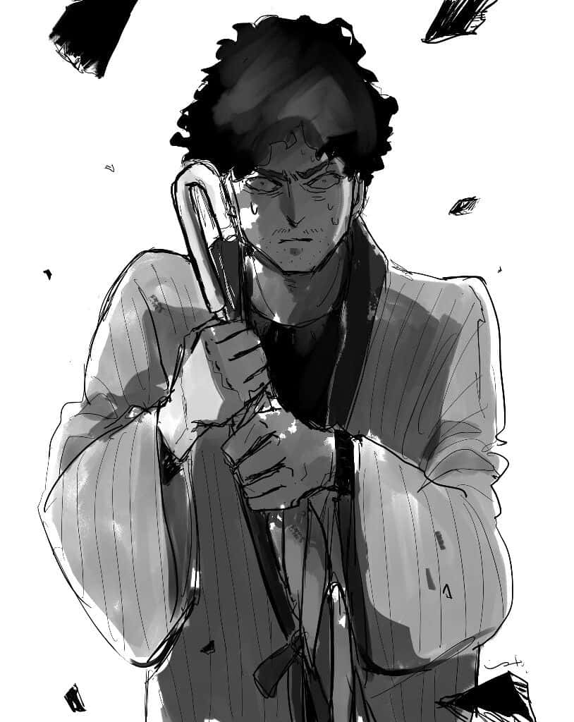 Katsuya Serizawa, curly hair, sword, SD Phone Wallpaper