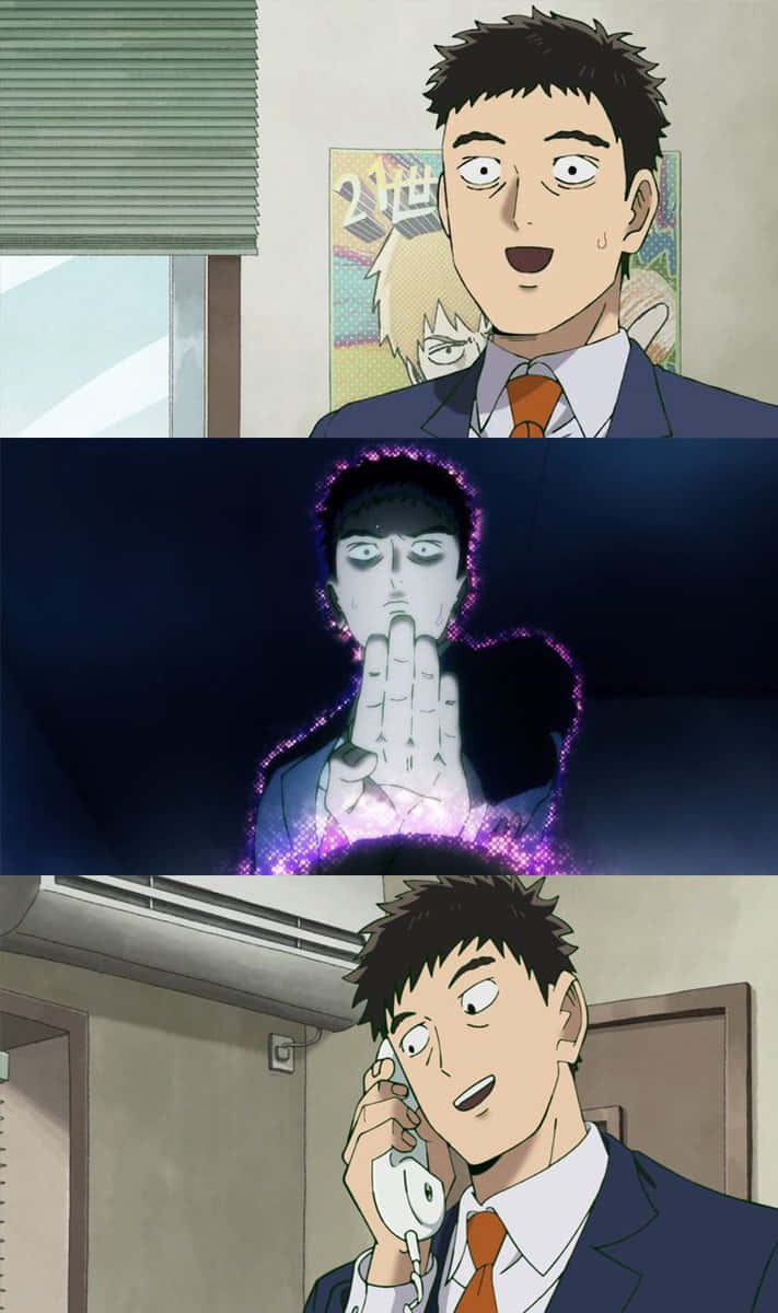 Katsuya Serizawa, glowing purple energy hand, anime scene, SD Phone Wallpaper