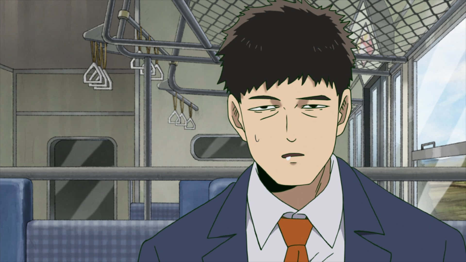 Katsuya Serizawa, subway train, suit, Full HD Desktop Wallpaper