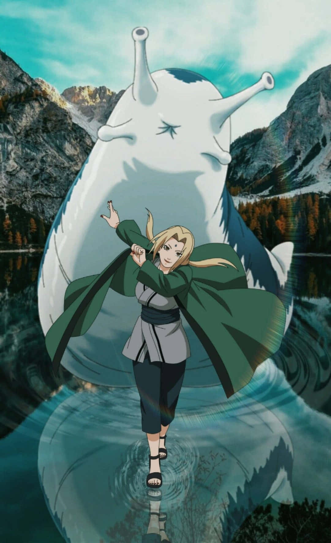 Katsuyu, green cloak, giant white slug, HD Phone Wallpaper
