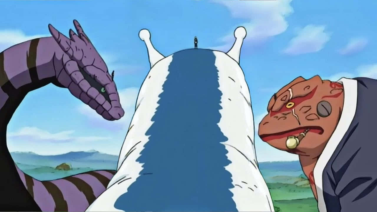 Katsuyu, white and blue serpent, purple striped dragon, HD Desktop Wallpaper