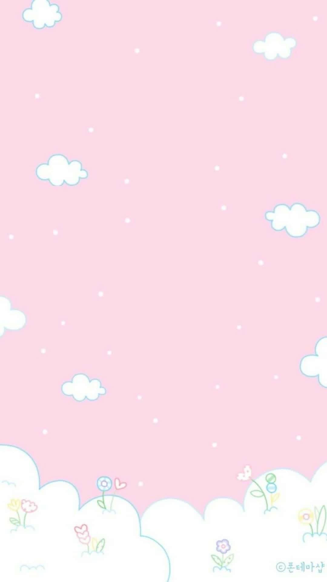 kawaii aesthetic, soft pink sky, white clouds, HD Phone Wallpaper