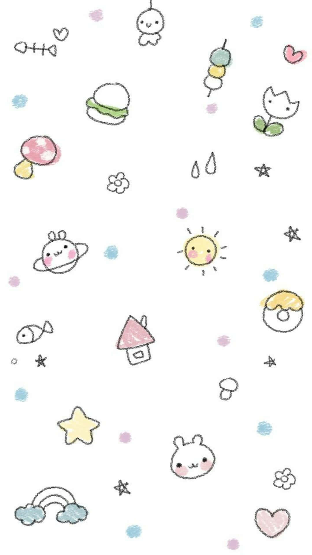 kawaii aesthetic, cute cartoon characters, bunnies, Full HD Phone Wallpaper