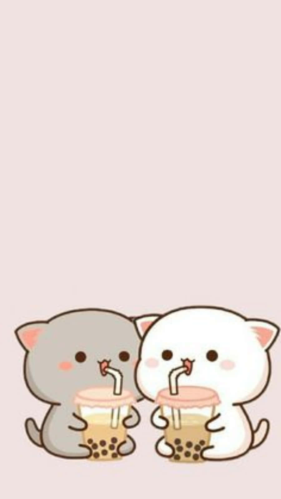 aesthetic pink kawaii, kittens, bubble tea, HD Phone Wallpaper