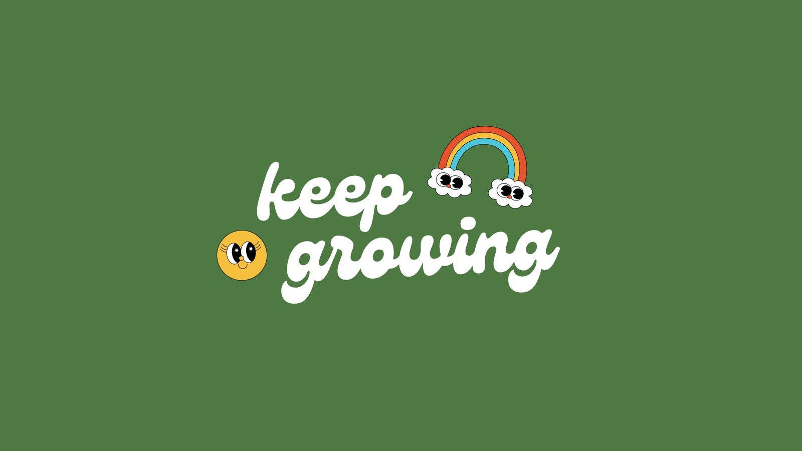 kawaii aesthetic, keep growing, green background, HD Desktop Wallpaper