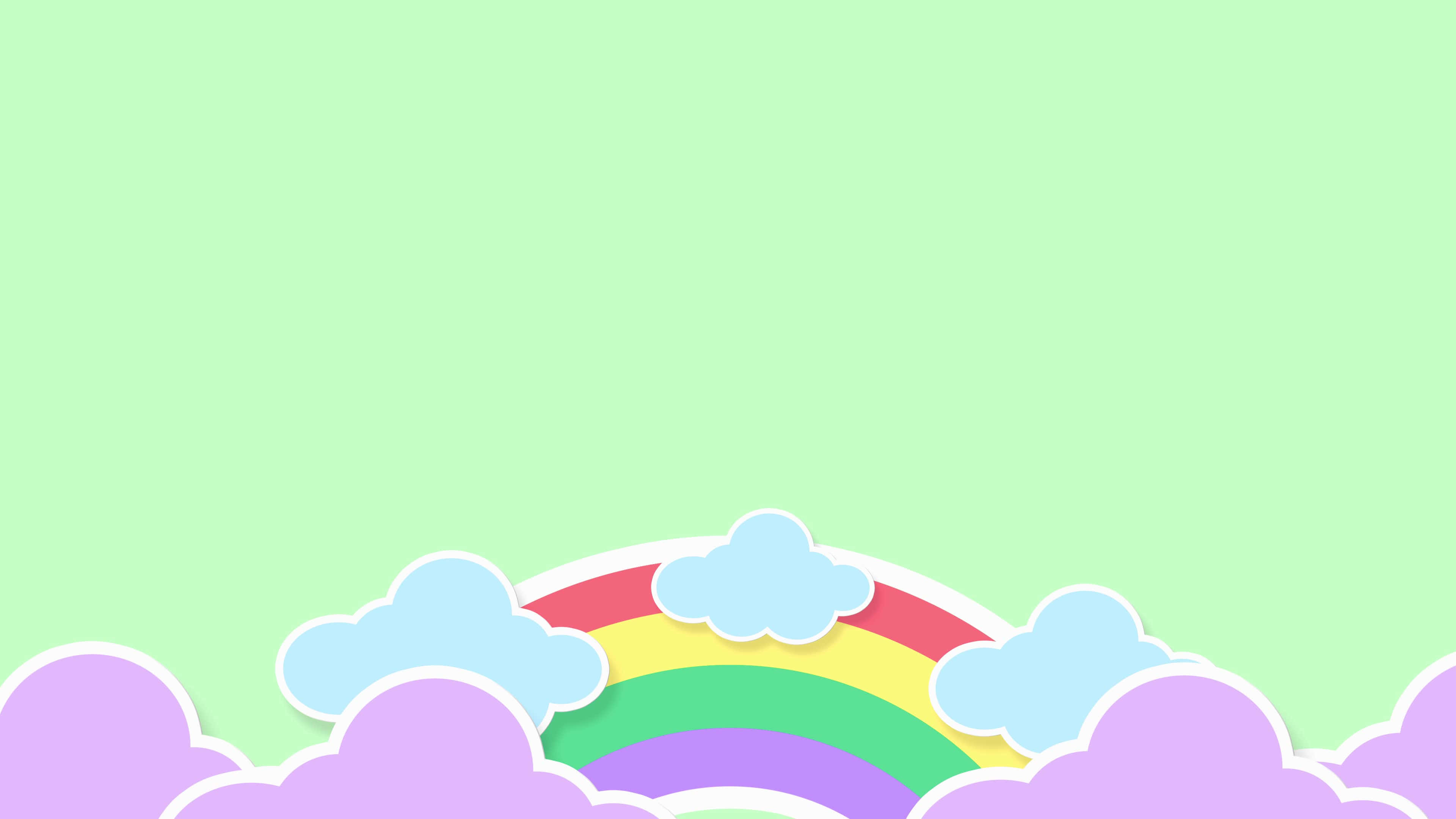 kawaii aesthetic, pastel rainbow, pastel clouds, 4K Desktop Wallpaper
