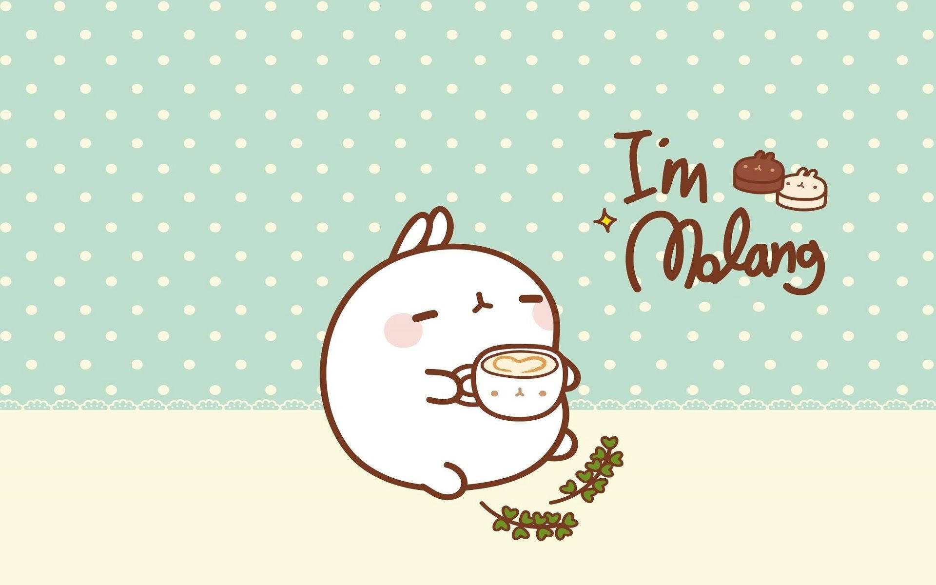 kawaii aesthetic computer, kawaii aesthetic compute desktopr, white cartoon rabbit, Full HD Desktop Wallpaper