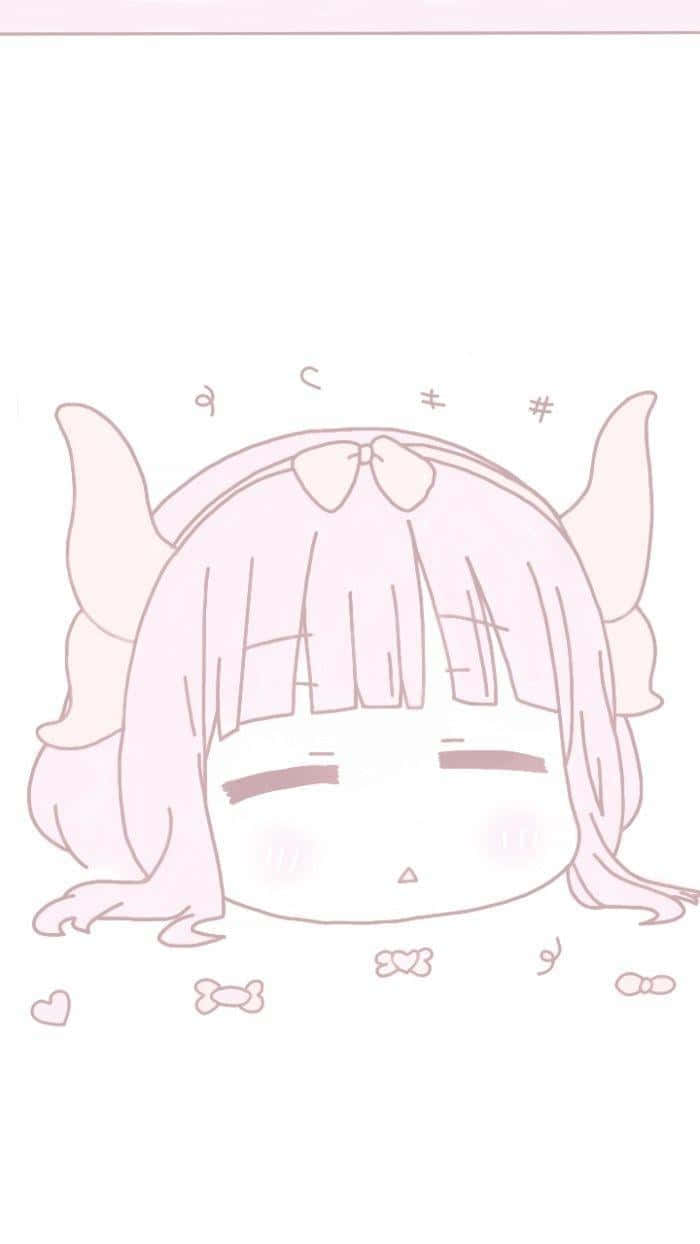 kawaii anime aesthetic, pink-haired anime girl, small horns, SD Phone Wallpaper