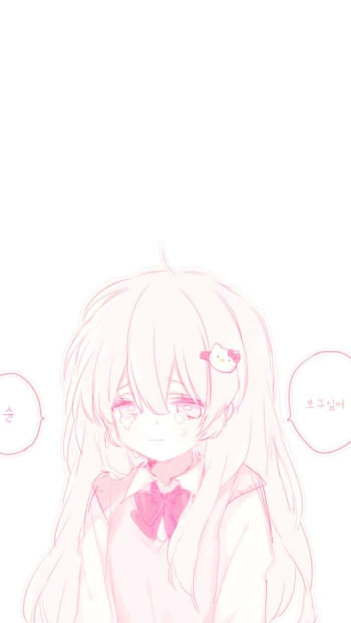 kawaii anime aesthetic, soft pink, long hair, SD Phone Wallpaper
