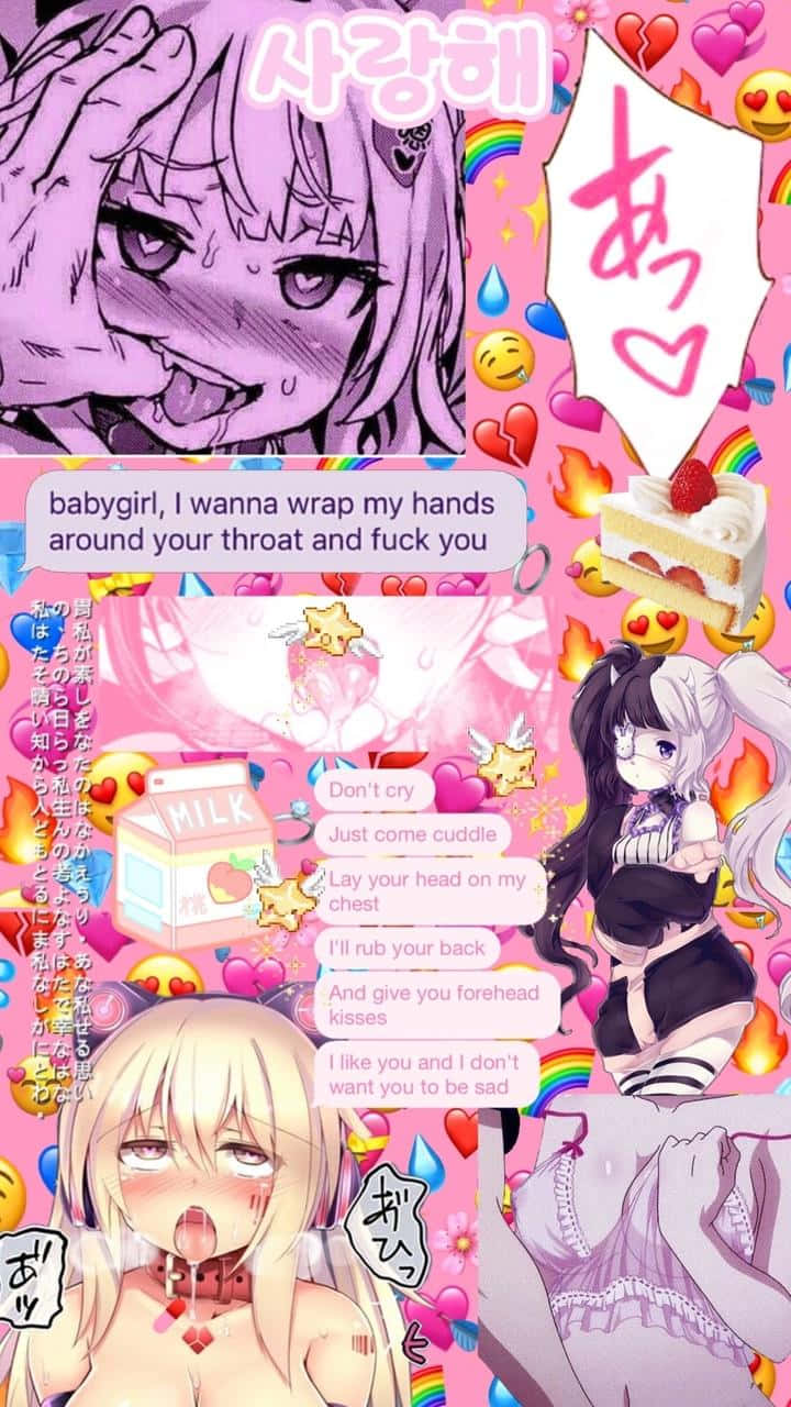 kawaii anime aesthetic, vibrant pink, anime collage, HD Phone Wallpaper