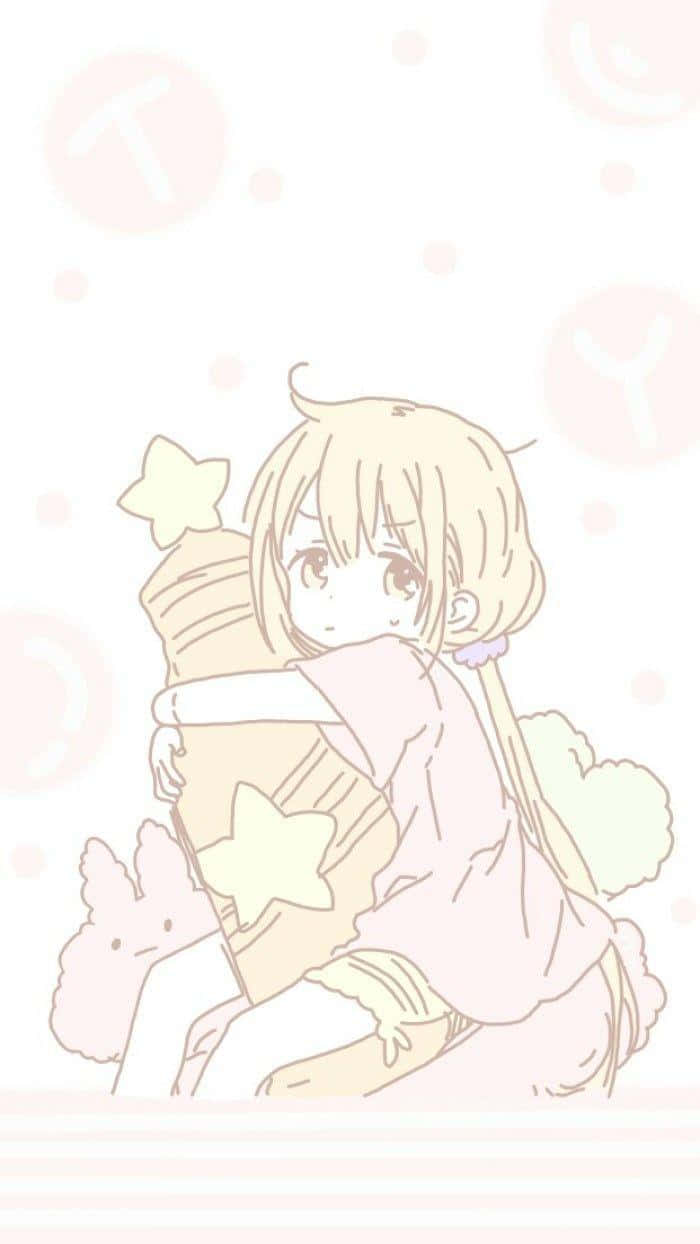 young girl, blonde hair, star-patterned pillow, SD Phone Wallpaper