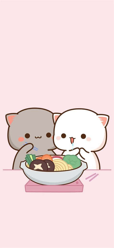 kawaii anime cat, cartoon cats, steaming bowl of colorful ramen noodles, SD Phone Wallpaper