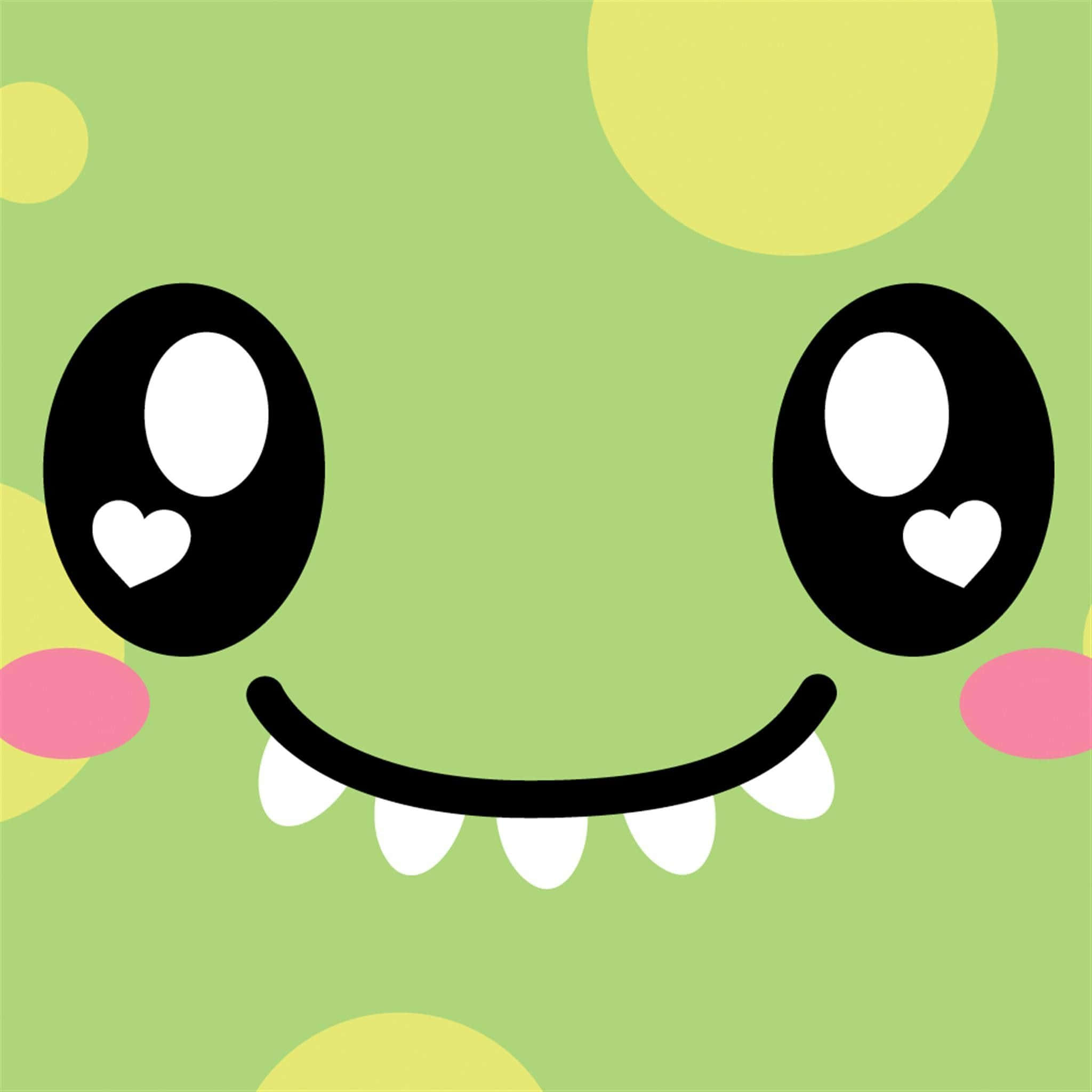 cute kawaii alligator, green monster, heart eyes, Full HD Desktop Wallpaper